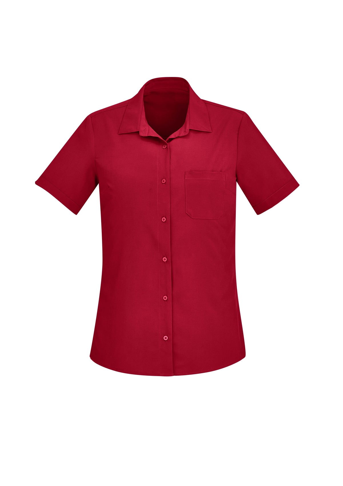 Florence Womens Plain Short Sleeve Shirt - Cherry - Front