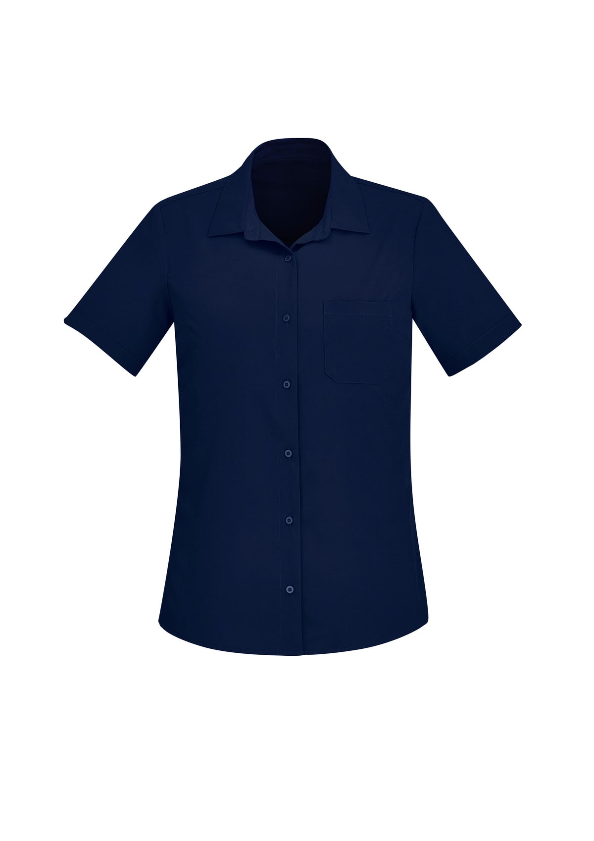 Florence Womens Plain Short Sleeve Shirt - Navy - Front