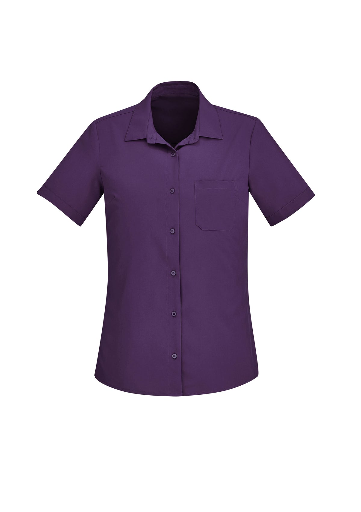 Florence Womens Plain Short Sleeve Shirt - Purple - Front