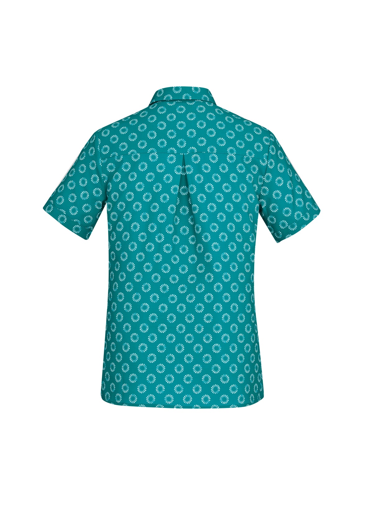Florence Womens Daisy Print Short Sleeve Shirt - Teal - Back