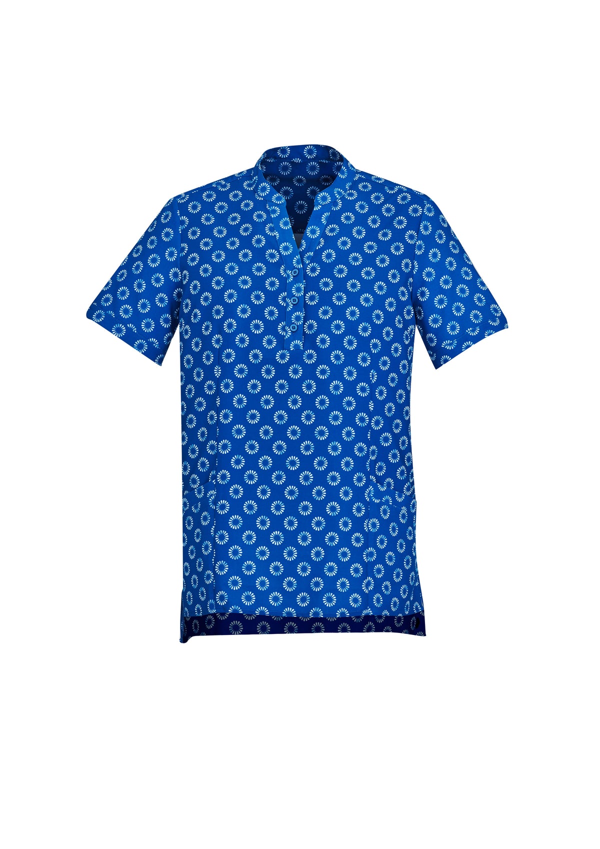 Florence Womens Daisy Print Tunic - Electric Blue - Front