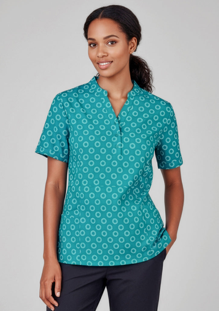 Florence Womens Daisy Print Tunic - Teal - Model