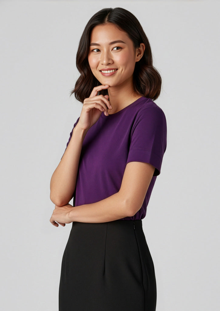 Marley Womens Short Sleeve Jersey Top - Purple - Model