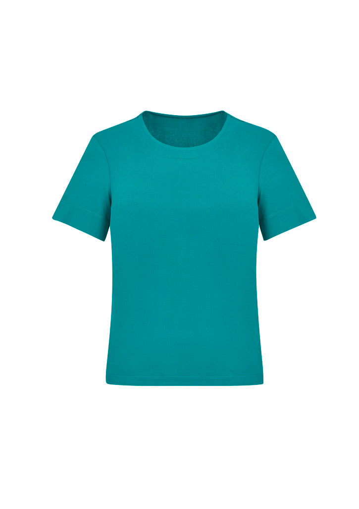 Marley Womens Short Sleeve Jersey Top - Teal - Front