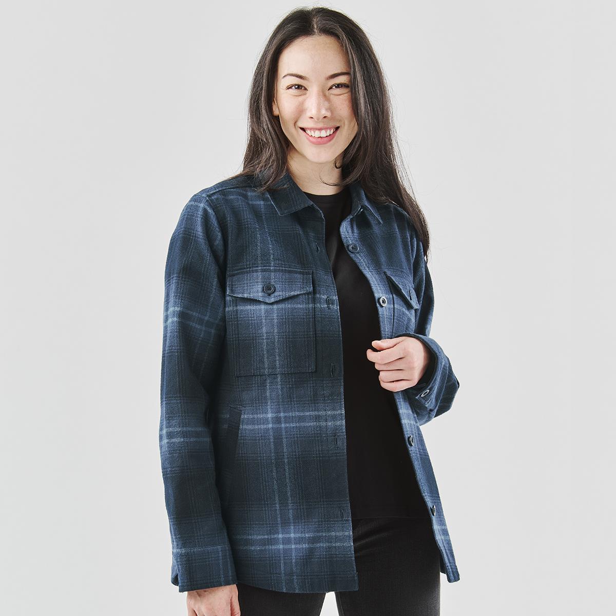 Women's Highland Plaid Shacket - Midnight - Back