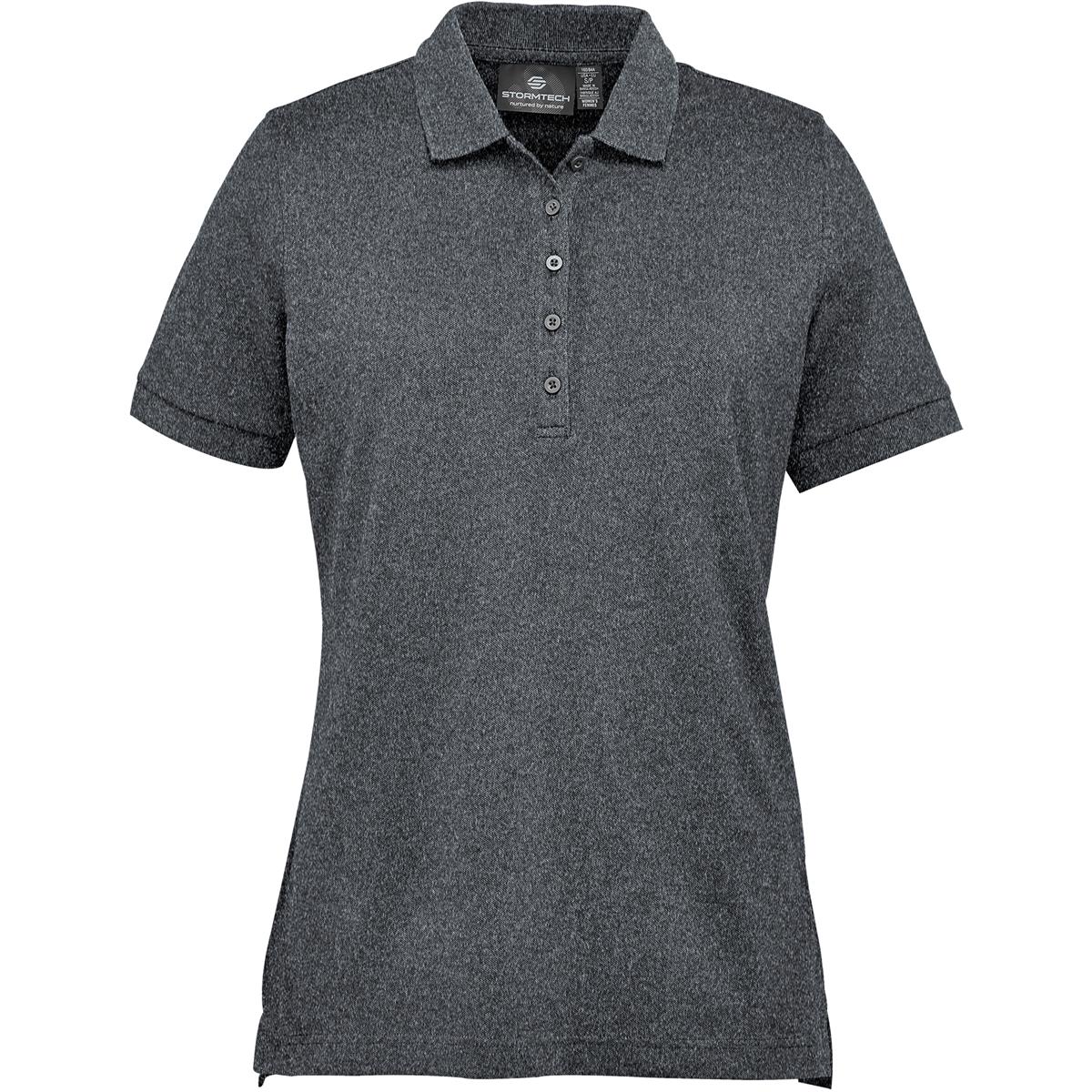 Women's Nantucket Stretch Pique Polo - Charcoal Heather - Front