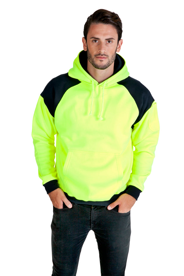 Men Shoulder Contrast Panel Hoodie - WORKWEAR - view