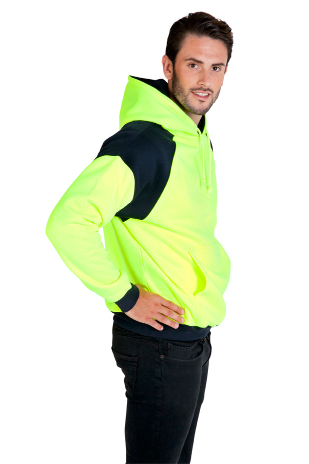 Men Shoulder Contrast Panel Hoodie - WORKWEAR - view