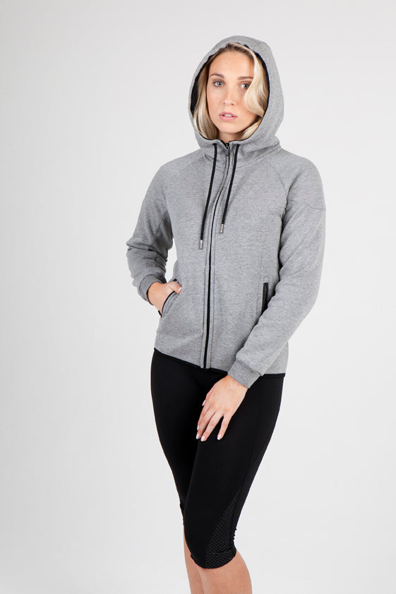 Womens/junior 320gsm Soft cotton/bonded polar fleece Hoodie - view