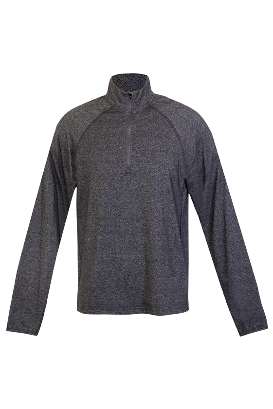 Mens Greatness Half Zip Mock Neck - Dark Heather - Front