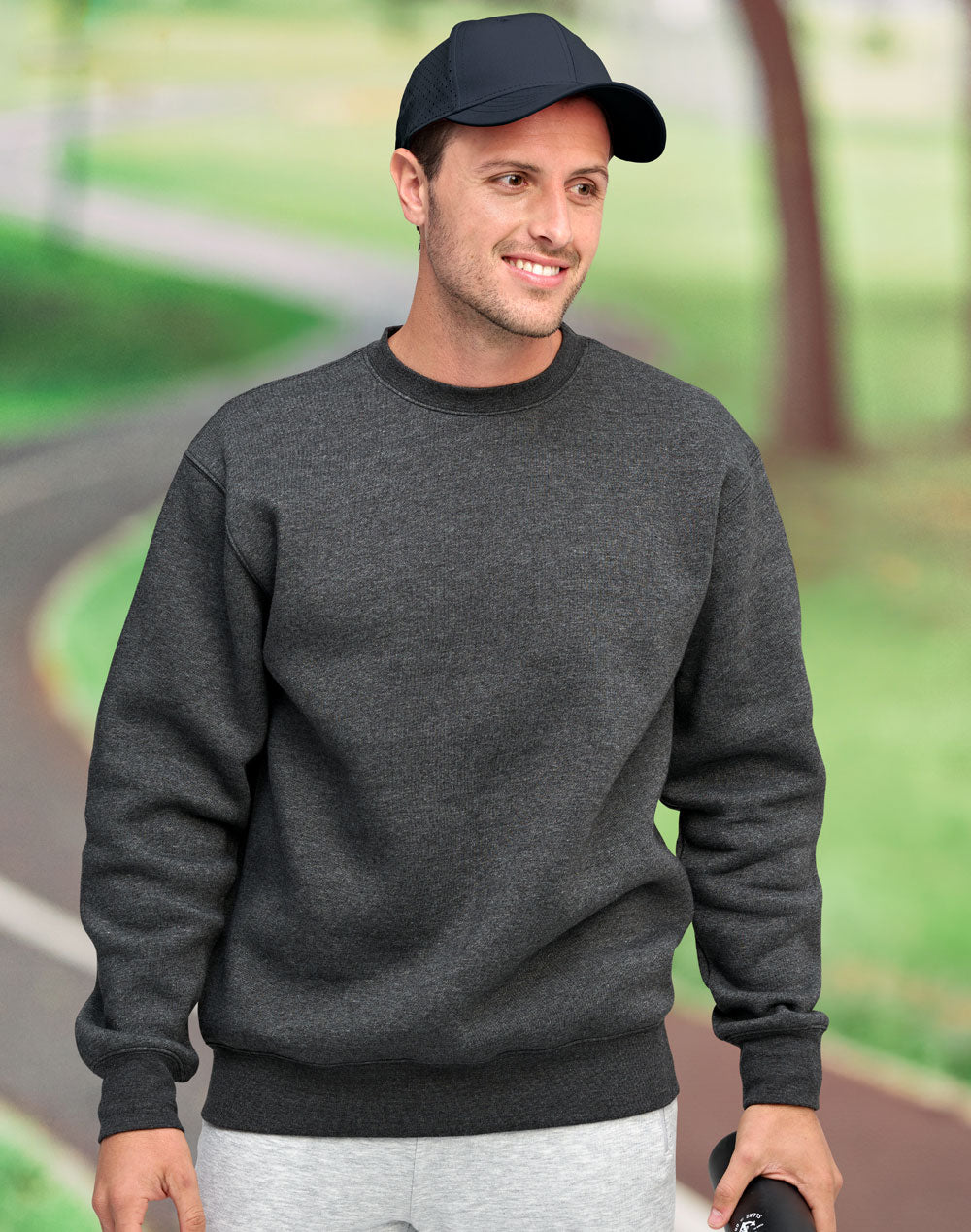 Eagle Top Fleece Sweat- Unisex - Marl Charcoal - View