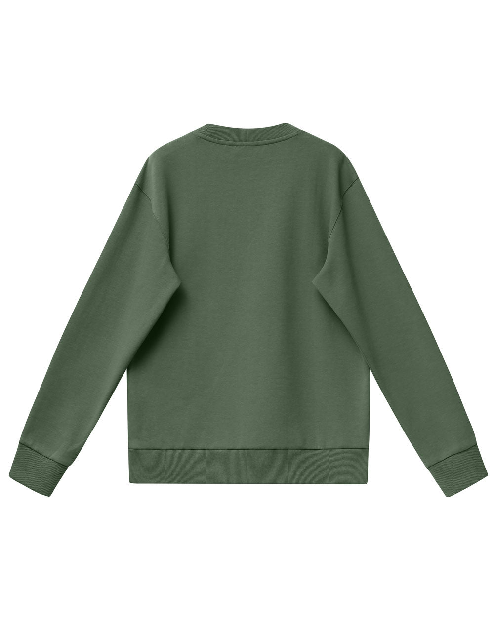 Airlayered CVC Crew Neck Sweater Unisex - Army Green - Back