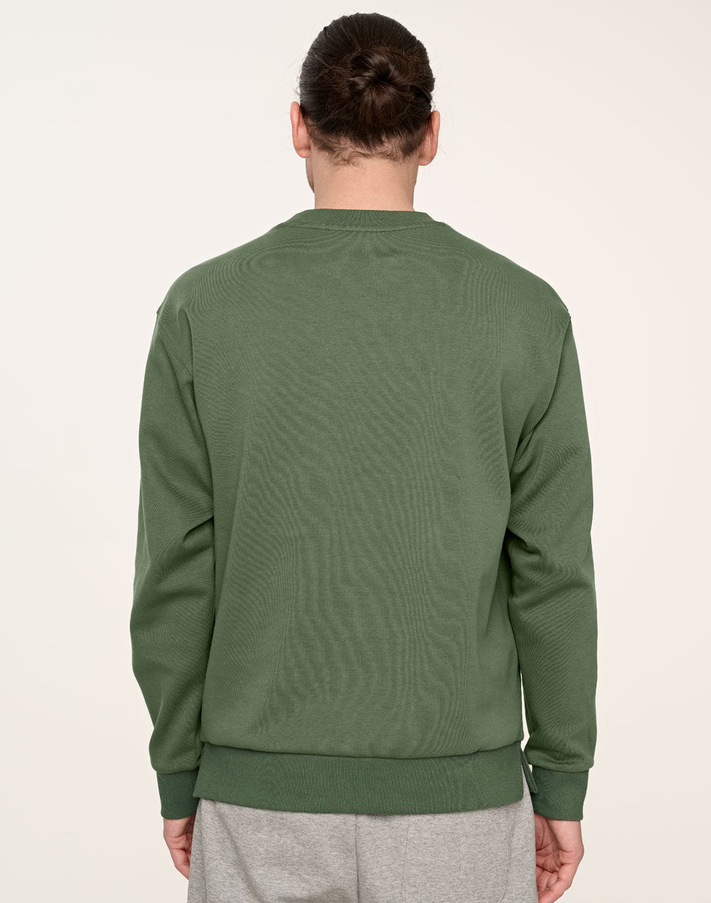 Airlayered CVC Crew Neck Sweater Unisex - Army Green - Back