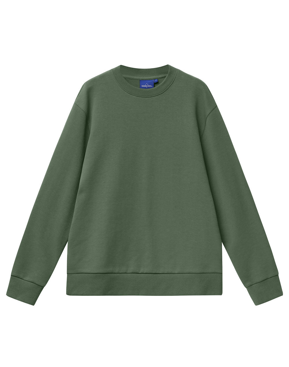 Airlayered CVC Crew Neck Sweater Unisex - Army Green - Front