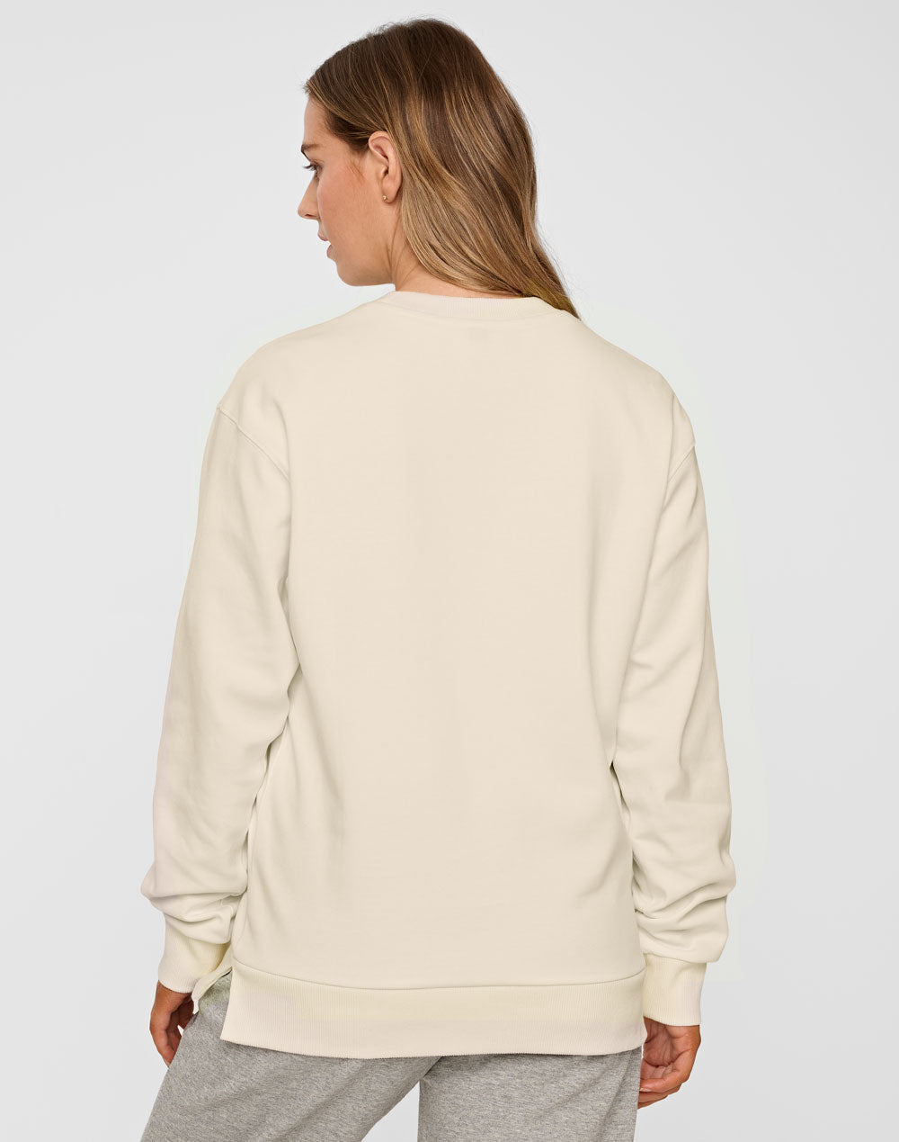 Airlayered CVC Crew Neck Sweater Unisex - Natural - Back
