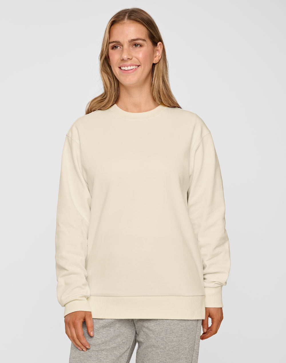 Airlayered CVC Crew Neck Sweater Unisex - Natural - View
