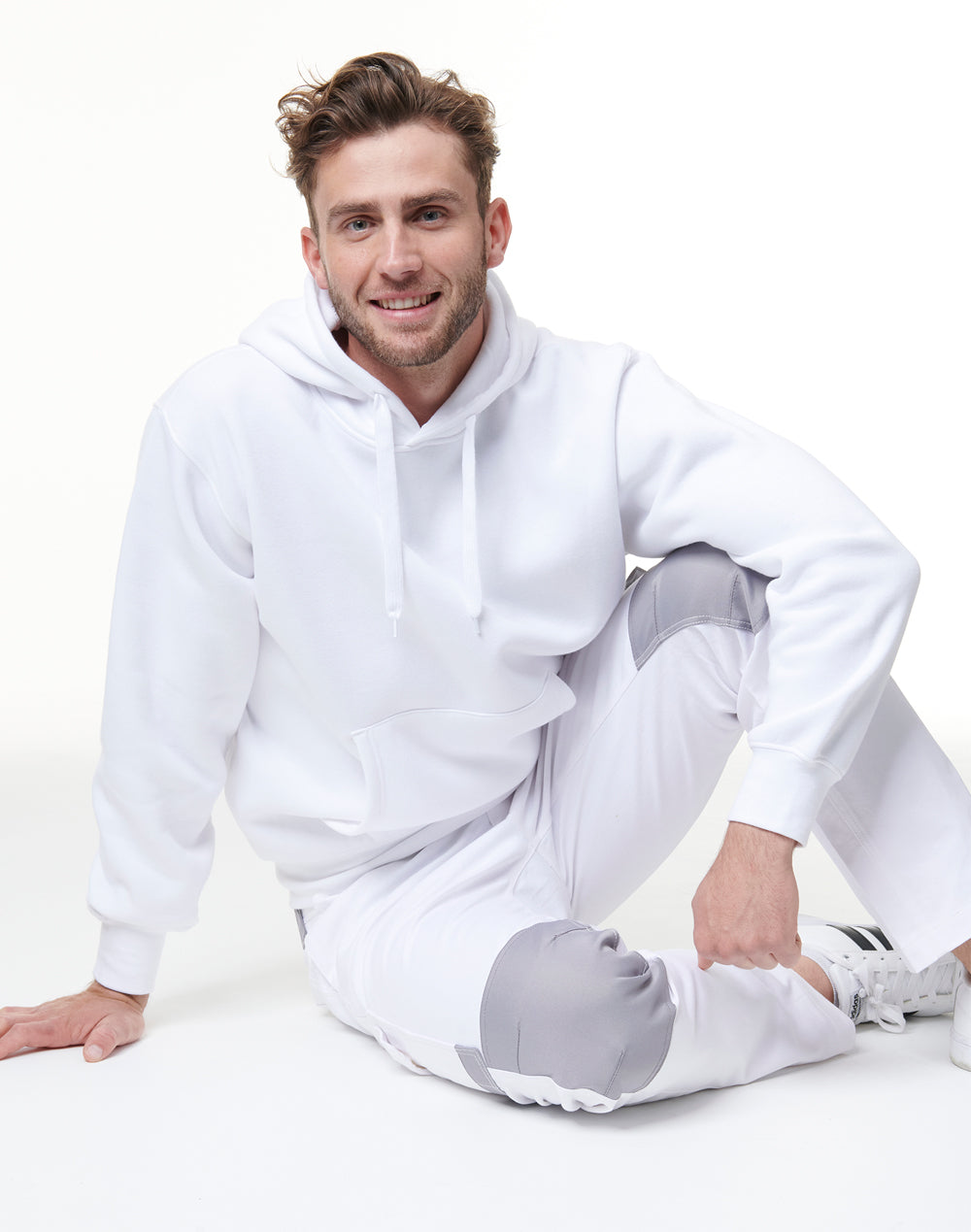Passion Fleece Hoodie - Unisex - White/White - Model