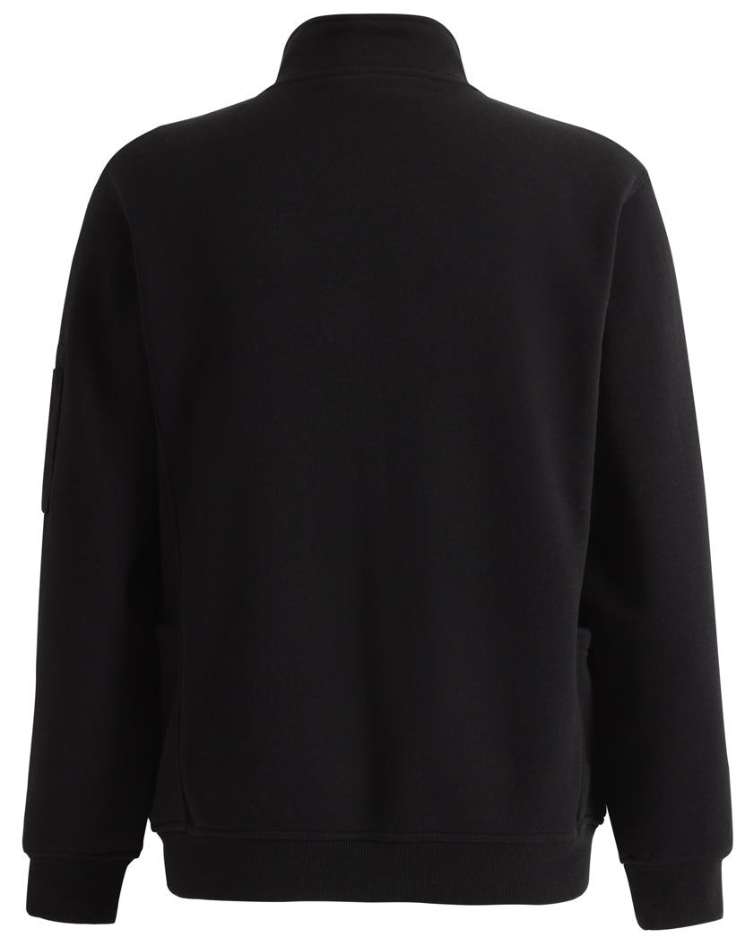 Unisex Premium Fleece Half Zip Work Sweat - Black - Back