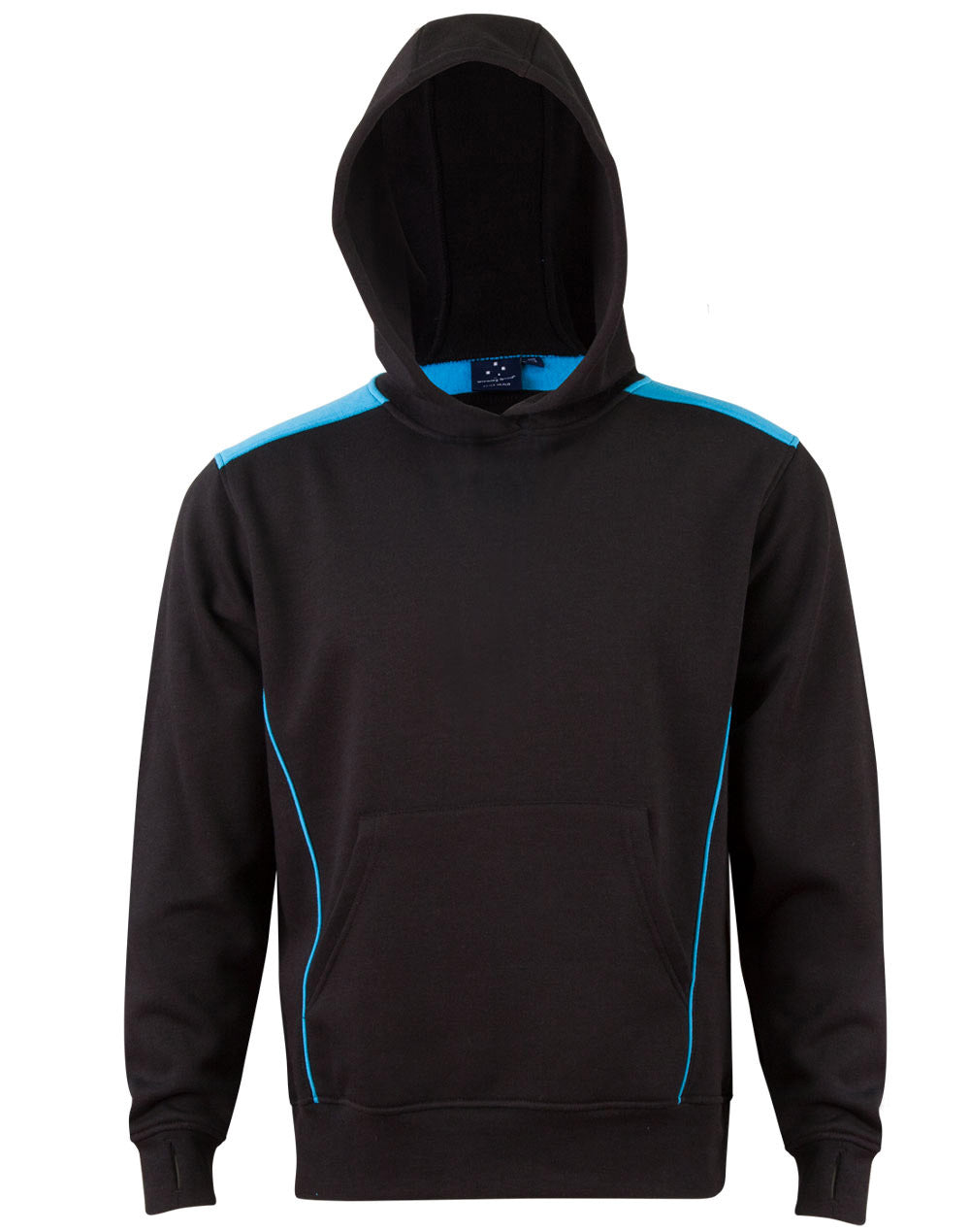 Croxton Hoodie Kid's - Black/Aqua Blue - Front