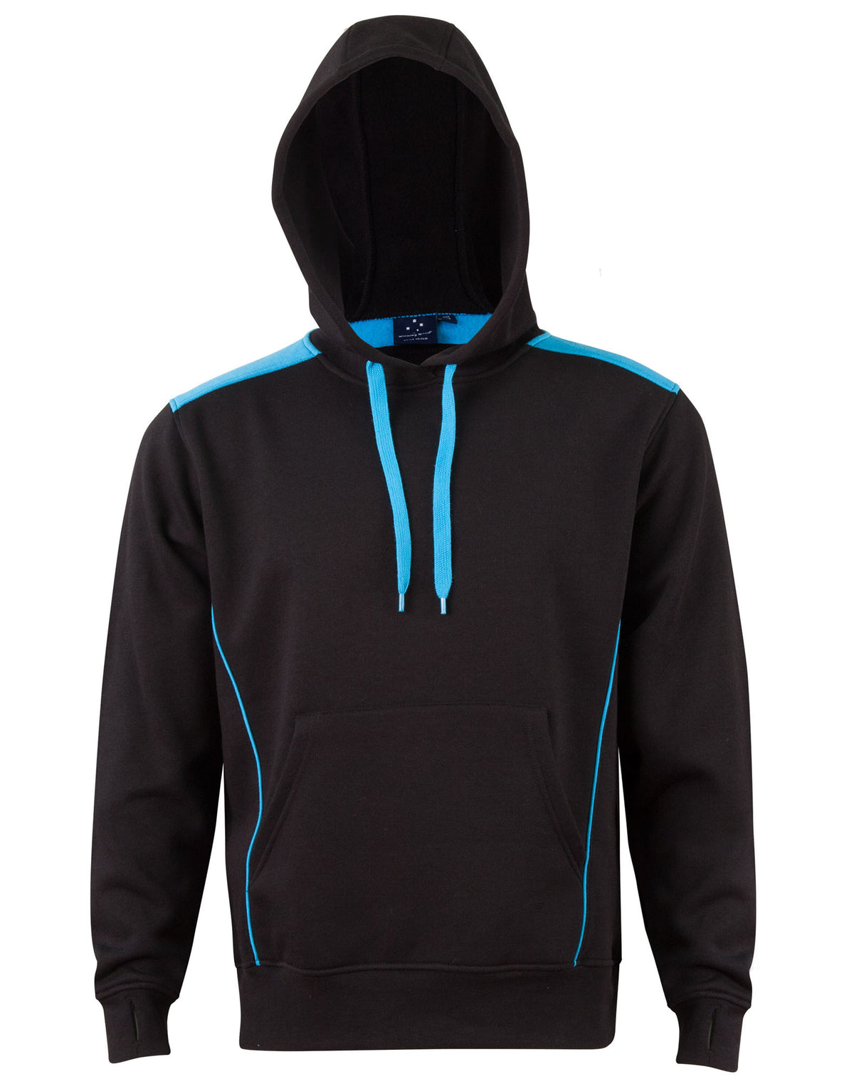 Croxton Hoodie Adult Unisex - Black/Aqua Blue - Front