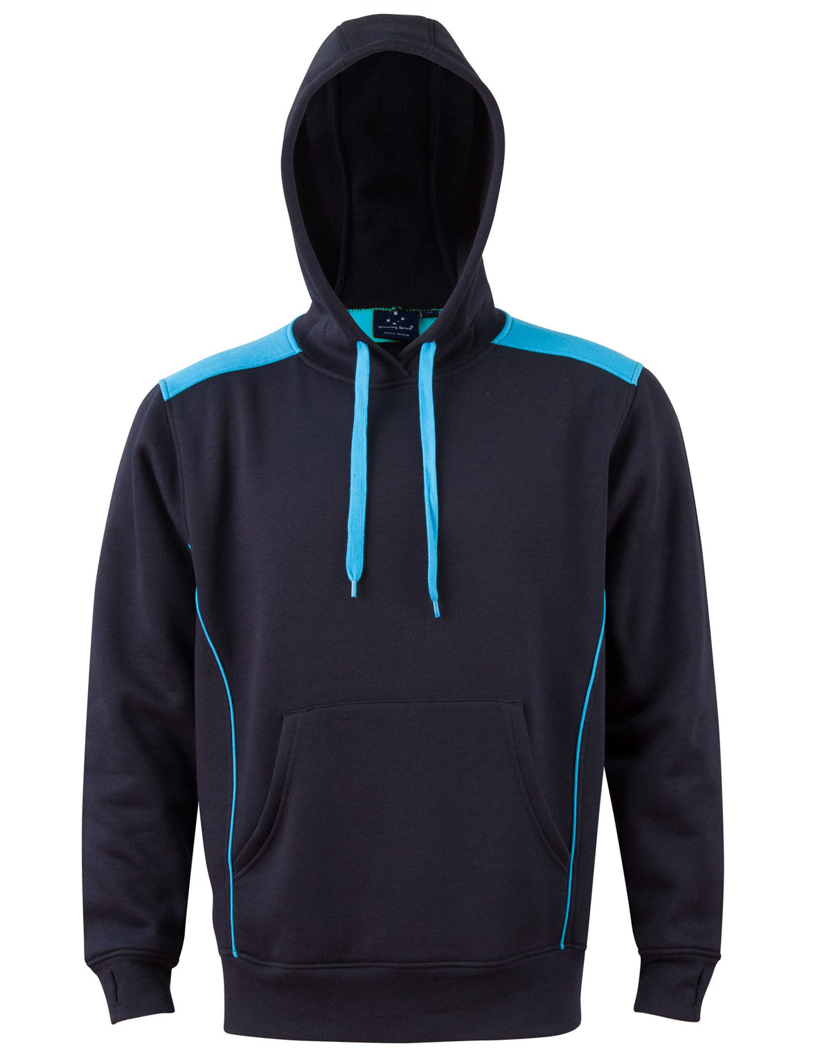 Croxton Hoodie Adult Unisex - Navy/Aqua Blue - Front