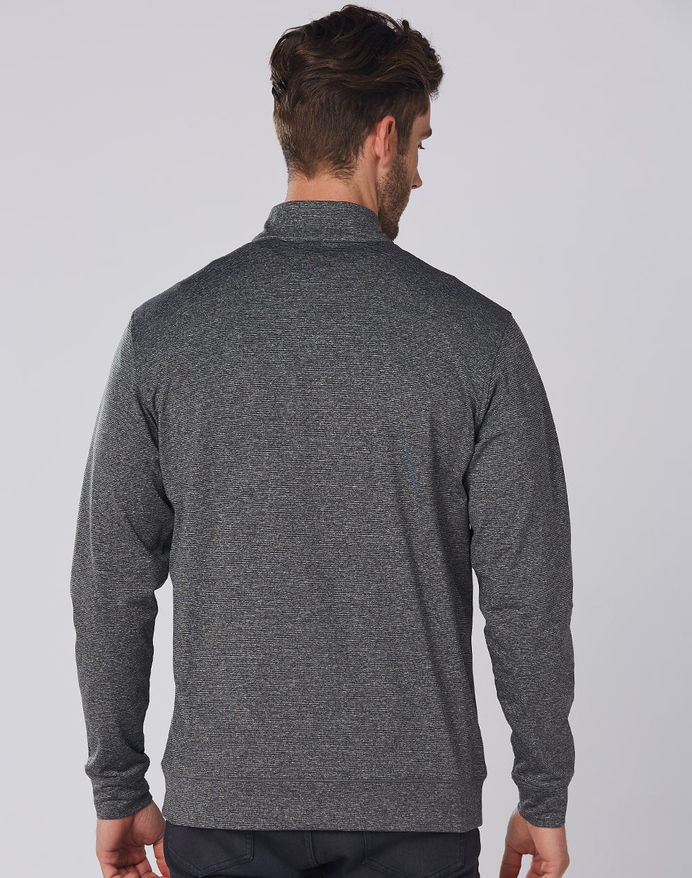 Ultimate Half Zip Long Sleeve Sweat Top- Mens - Charcoal - Back