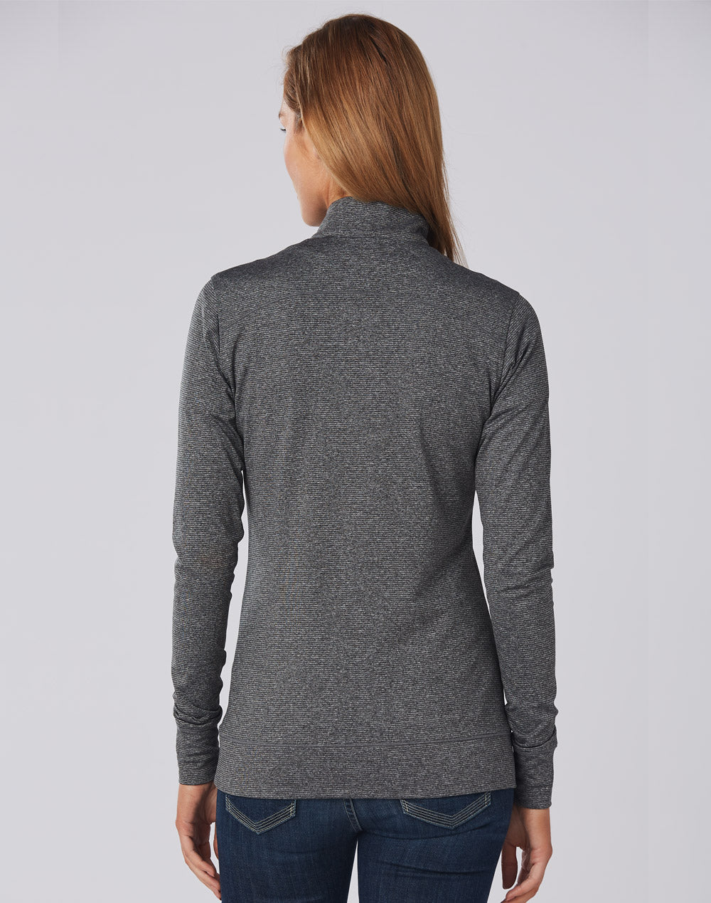 Ultimate Half Zip Long Sleeve Sweat Top- Ladies - Charcoal - Back