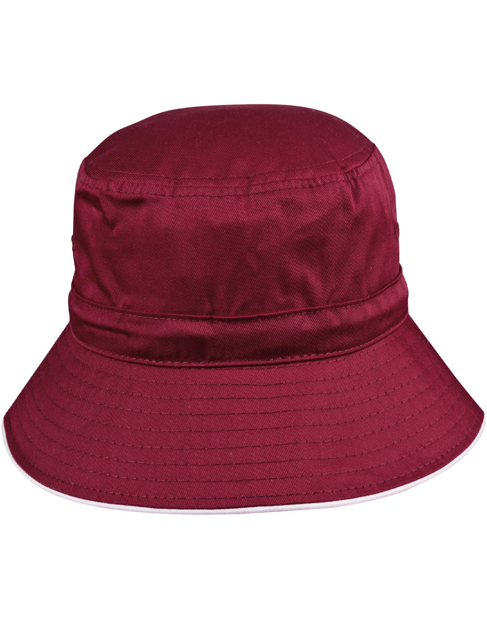 Sandwich Bucket Hat with Toggle - Maroon/White - Front
