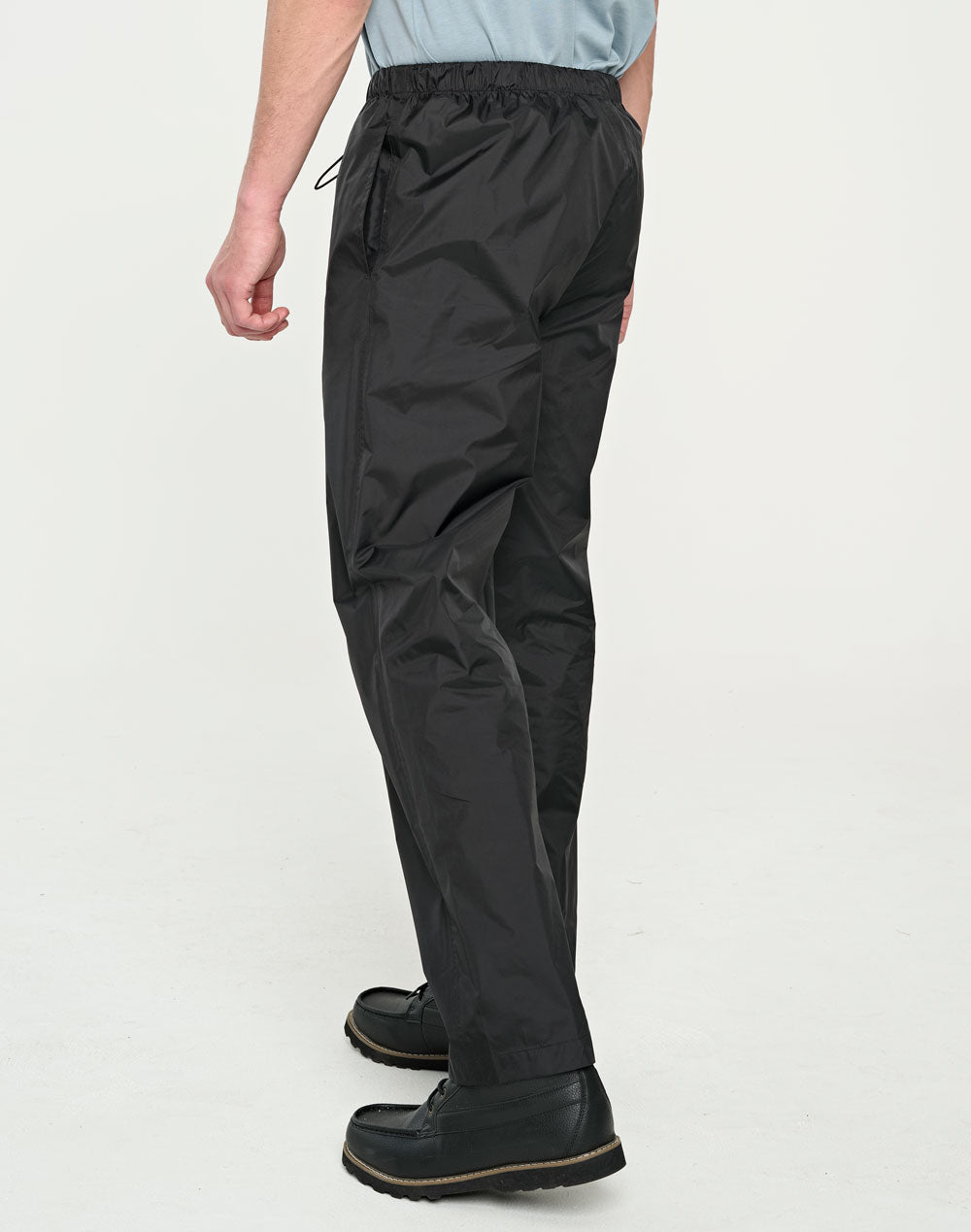 Light Weight Nylon Waterproof Rain Pants - Black - View