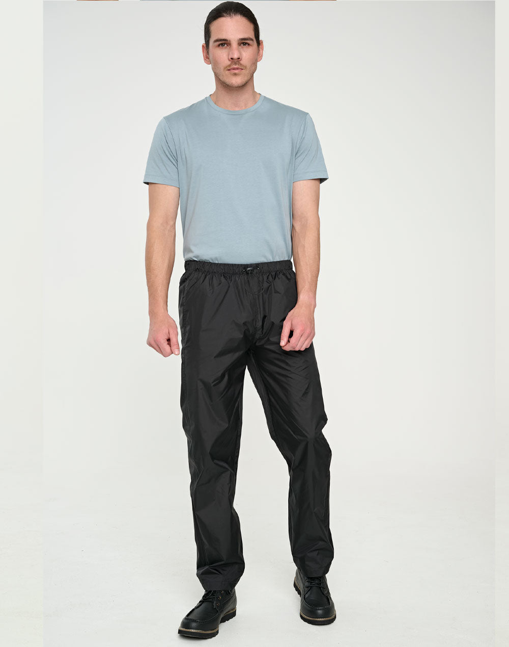 Light Weight Nylon Waterproof Rain Pants - Black - View
