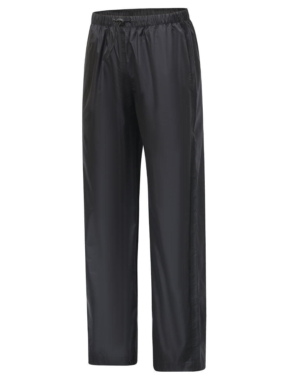 Light Weight Nylon Waterproof Rain Pants - Black - Front