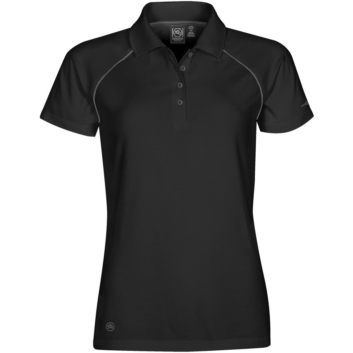 Women Piranha Performance Polo - Black / Granite - Front