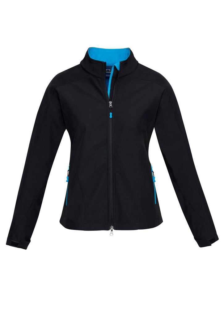 Geneva Womens Jacket - Black/Cyan - Front