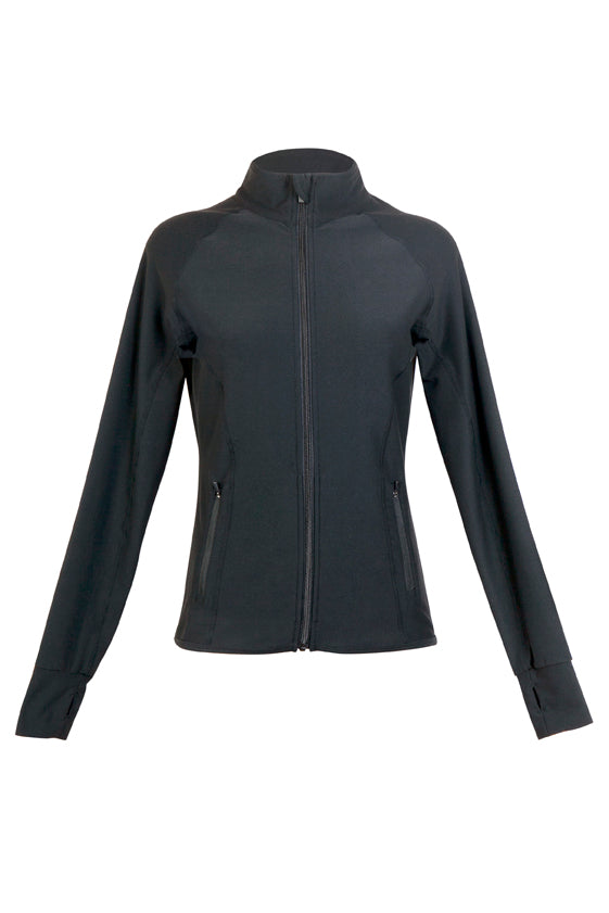 Womens AVA  Nylon/Spandex Jacket - Black - Front