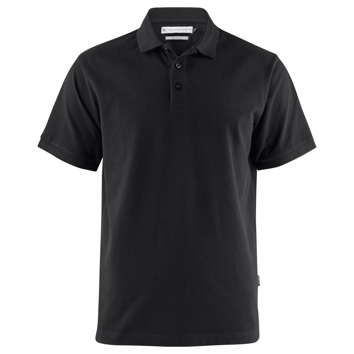 Neptune Modern Men's Cotton Polo - Black - Front