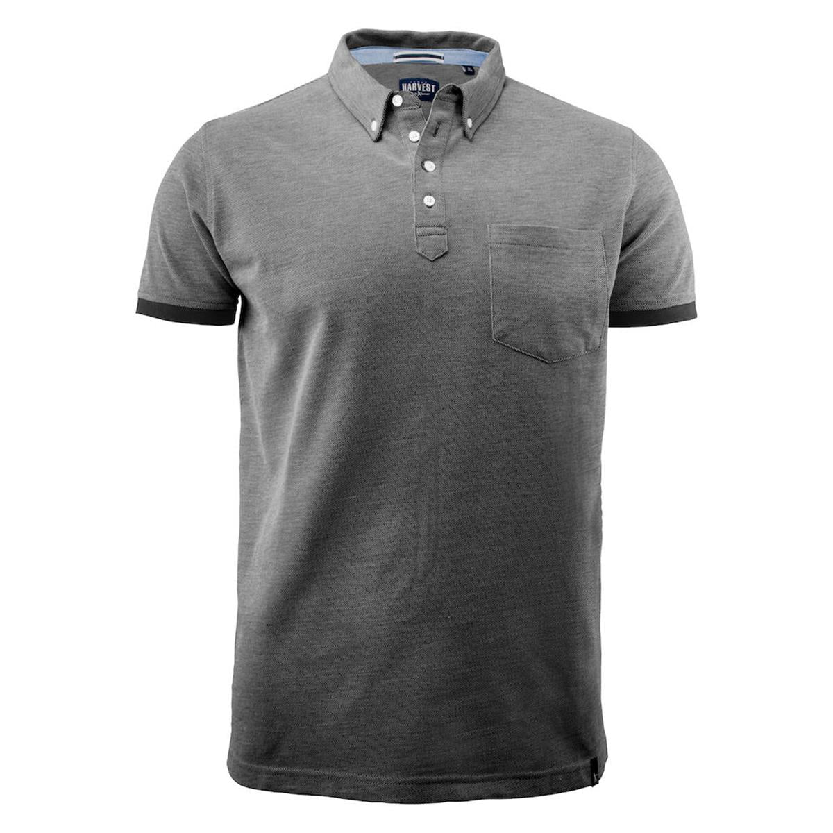 Larkford Men's Cotton Polo - Black Melange - Front