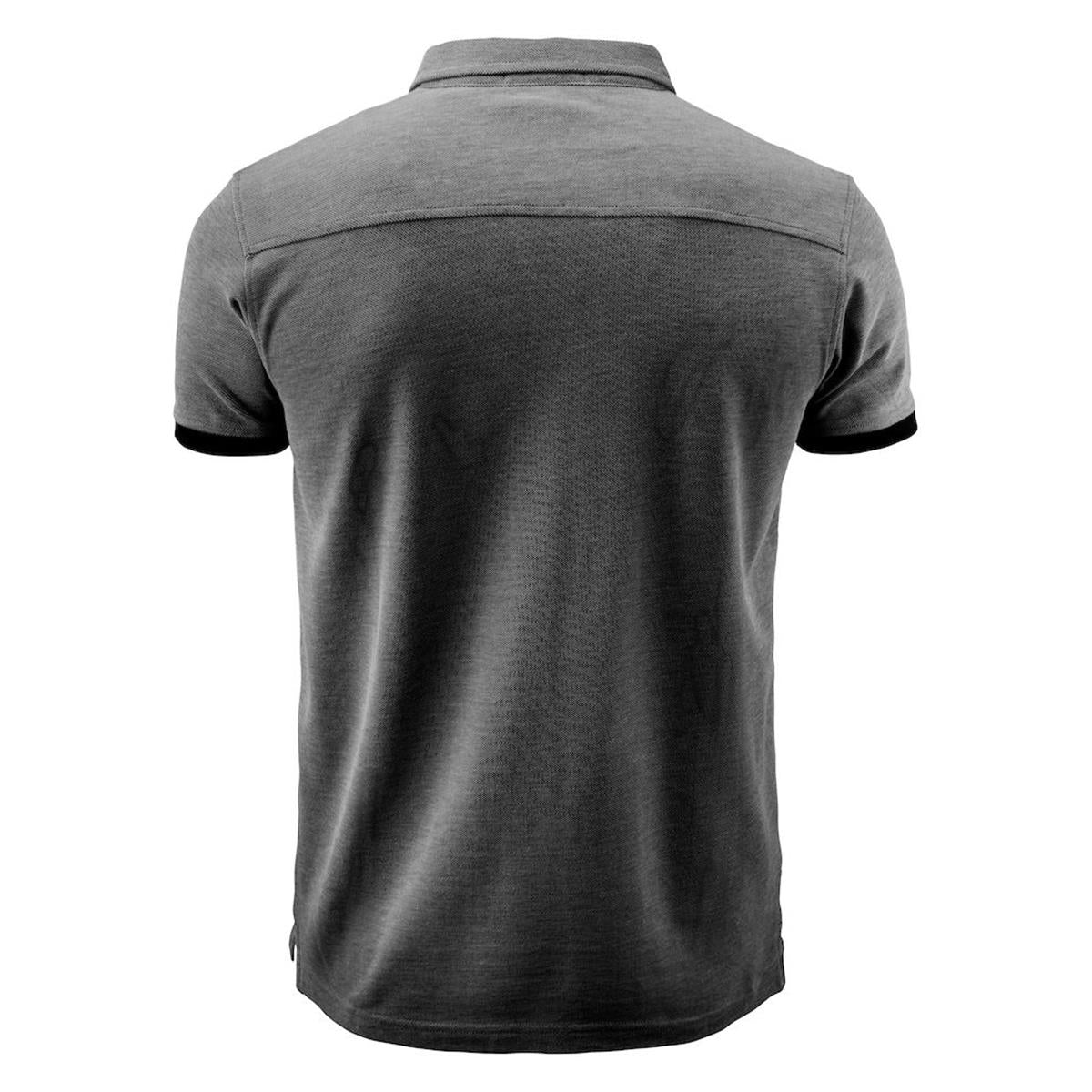 Larkford Men's Cotton Polo - Black Melange - Back