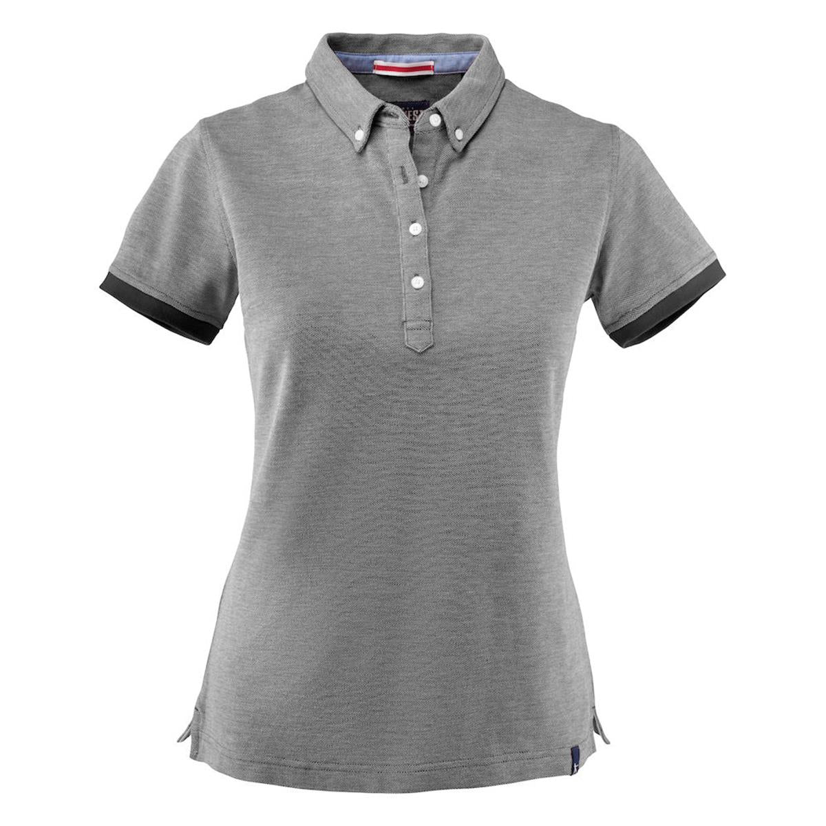 Larkford Women's Cotton Polo - Black Melange - Front