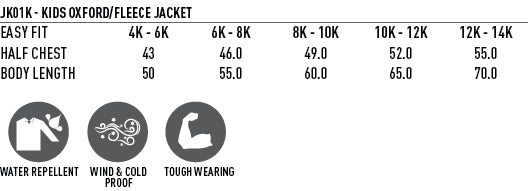 Stadium Jacket Kids' - Size guide
