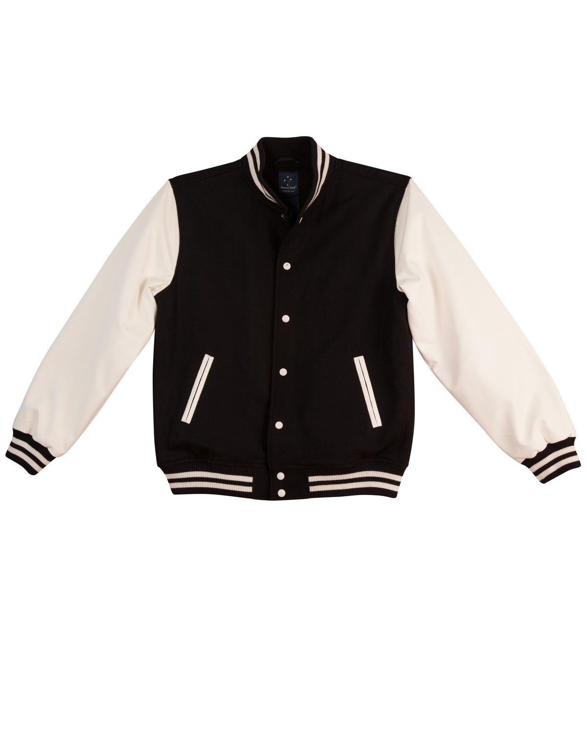 Wool Letterman Wool Blend Varsity Jacket - Black/White - Front