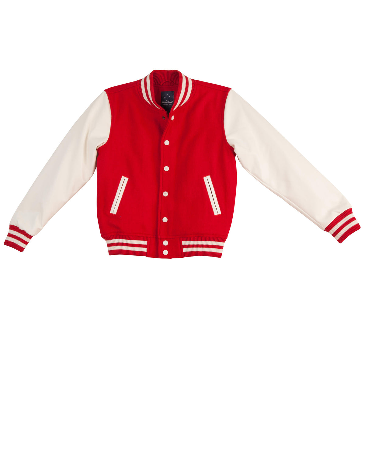 Wool Letterman Wool Blend Varsity Jacket - Red/White - Front