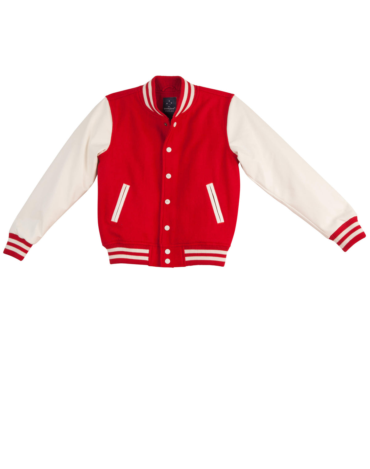 Wool Letterman Wool Blend Varsity Jacket Unisex - Red/White - Front