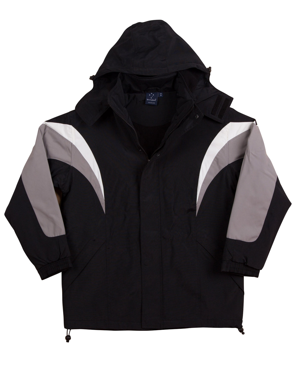 Bathurst Tri-colour Jacket With Hood Unisex - Black/White/Grey - Front