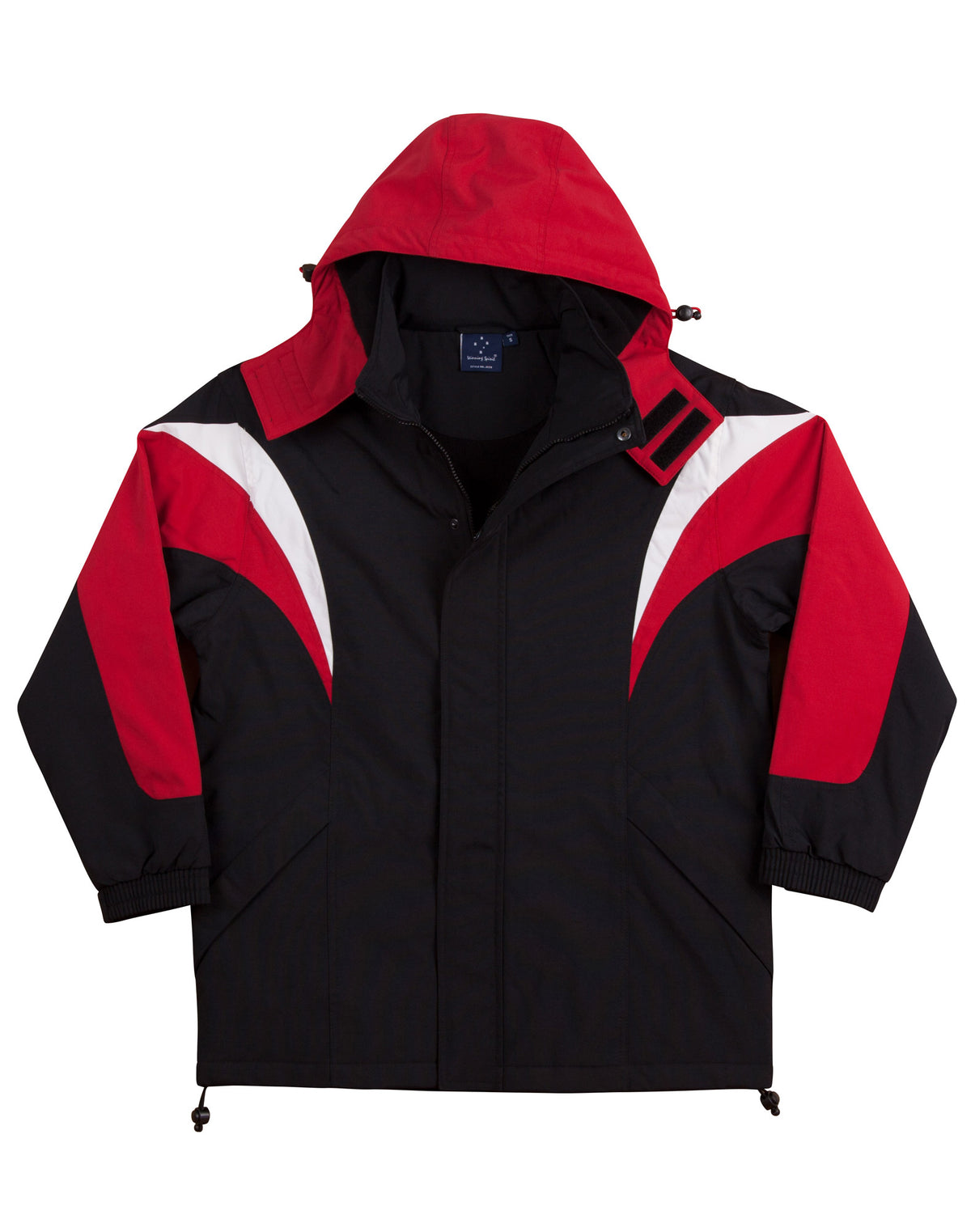 Bathurst Tri-colour Jacket With Hood Unisex - Black/White/Red - Front