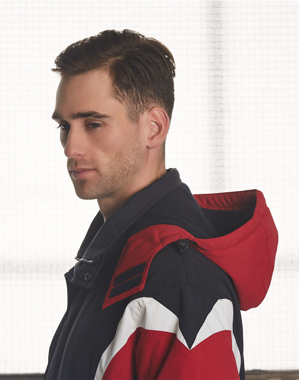 Bathurst Tri-colour Jacket With Hood Unisex - Navy/White/Red - View
