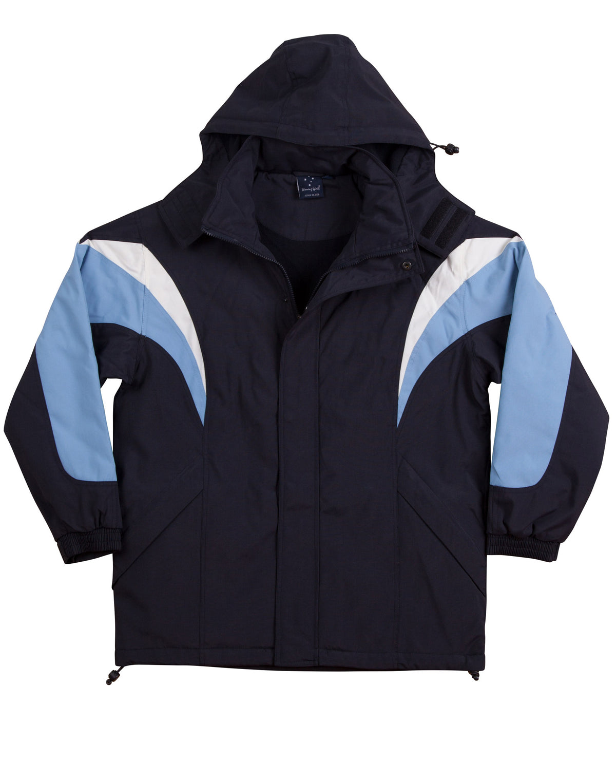 Bathurst Tri-colour Jacket With Hood Unisex - Navy/White/Skyblue - Front