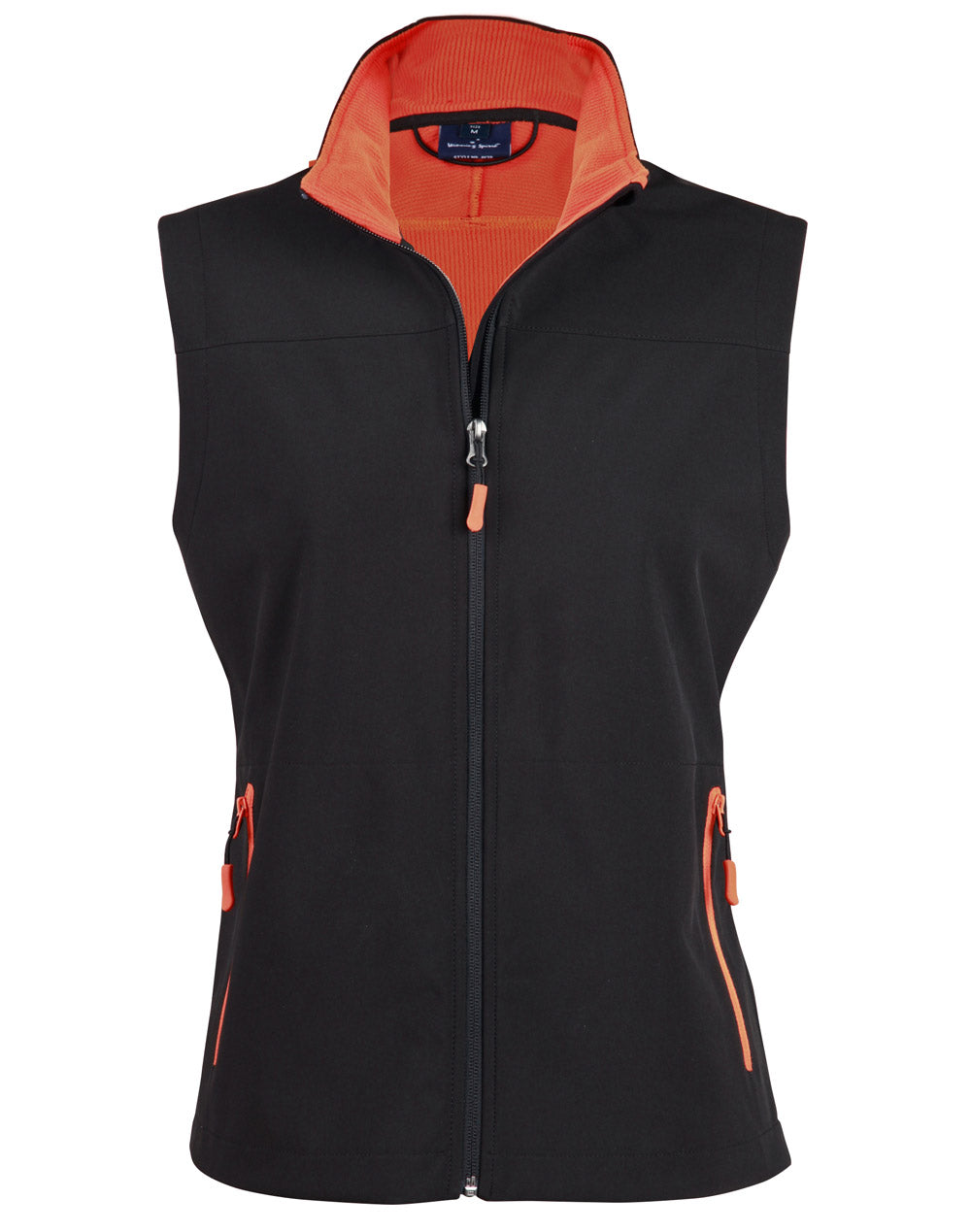 Rosewall Soft Shell Vest Ladies' - Black/Orange - Front