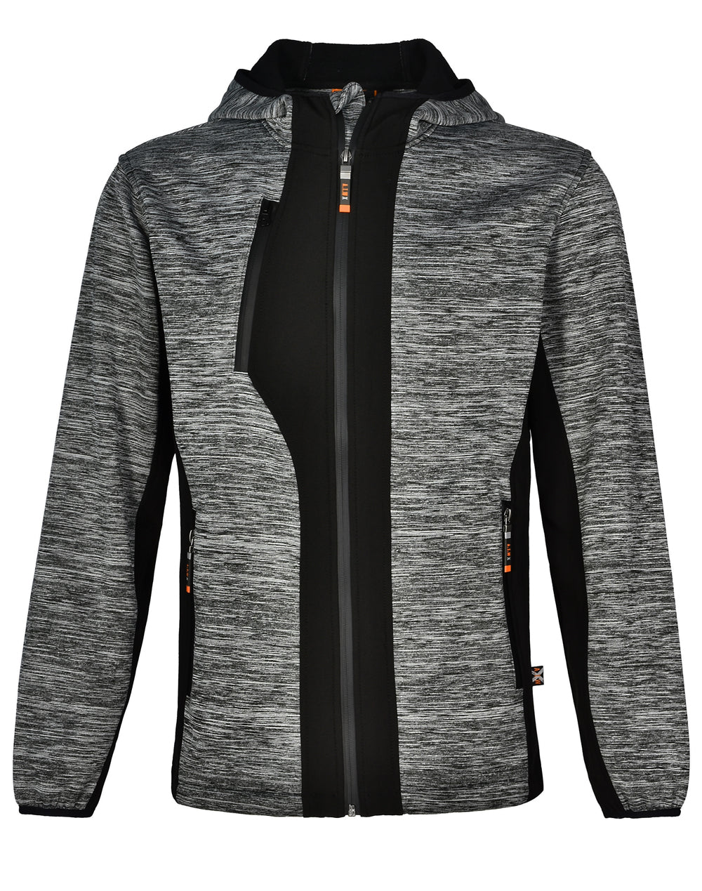 Laminated Functional Knit Hoodie - Marl Grey/Black - Front
