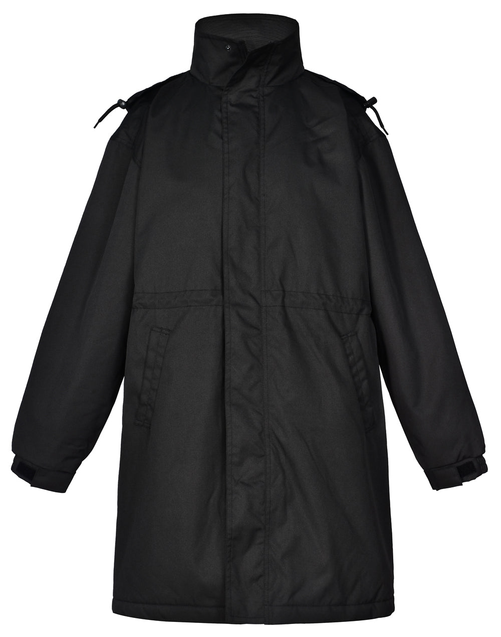 Longline Stadium Jacket - Black - Front