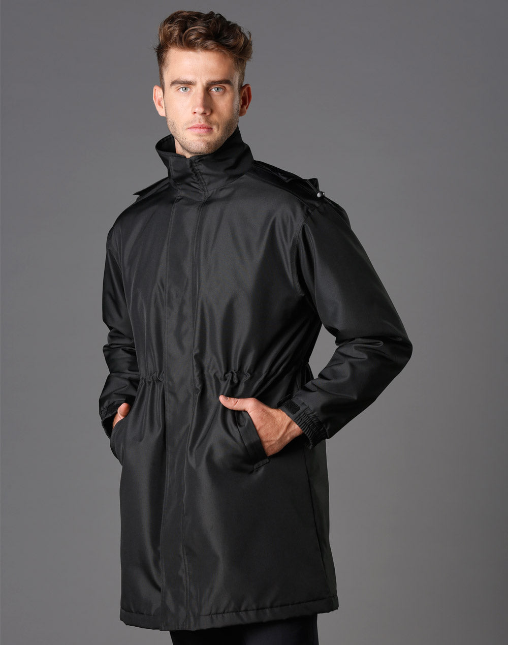 Longline Stadium Jacket - Black - Model